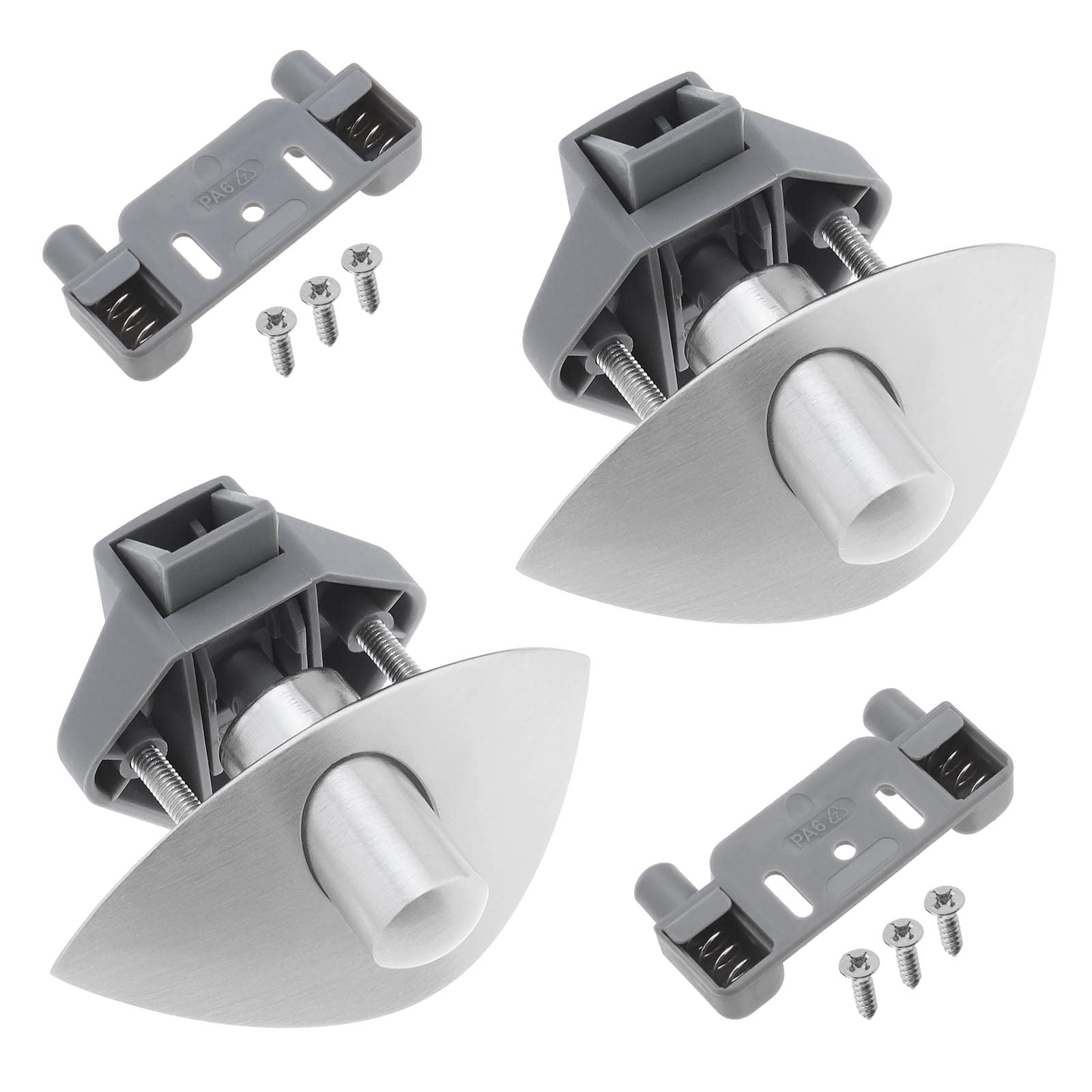 EMSea 2PCS Half-Moon Push Locks for 1.4cm-1.6cm Door Thickness Caravan Cabinet Door Push Latch Knob Furniture Handle Lock Cabinet Hardware Lock Silver