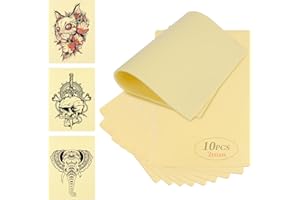 Tattoo Practice Skins, WHALRACE 10PCS 2MM Fake Skin, 7x5.5IN Double-Sided Tattoo Skin, Piel Sintética Para Tatuar Fake Skin Tattoo Microblading Practice Skin for Beginners and Tattoo Artist-Yellow