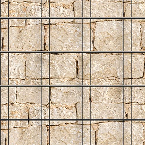 Sichtschutzstreifen mit Motiv/M-tec Print ® / PVC/Sandsteinmauer für 3 Reihen im Zaunfeld inkl. Klemmschienen - SIE KAUFEN Hier DIREKT BEIM Hersteller - – Bild 4