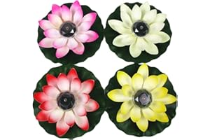 Minkissy Lamp Floating Light Solar LED Floating Flower Lights Water Lily Pond Floating Lights for Pond Water Fountain Hot Tub Wedding Decor Random Color Artificial Outdoor Plants Artificial Plants