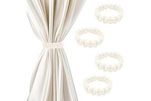 4 Pack Curtain Tiebacks Natural Cotton Rope & Holdbacks - Farmhouse Rustic Style Hand Braided Curtain Ties for Sheer Lightwei