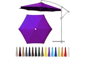 GLDDFDG 9Ft 6 Ribs Patio Umbrella Replacement Canopy (Canopy only), Canopy Replacement UV Protection Waterproof Outdoor Table Market Yard Umbrella Top Outdoor Umbrella Canopy,Purple,9FT
