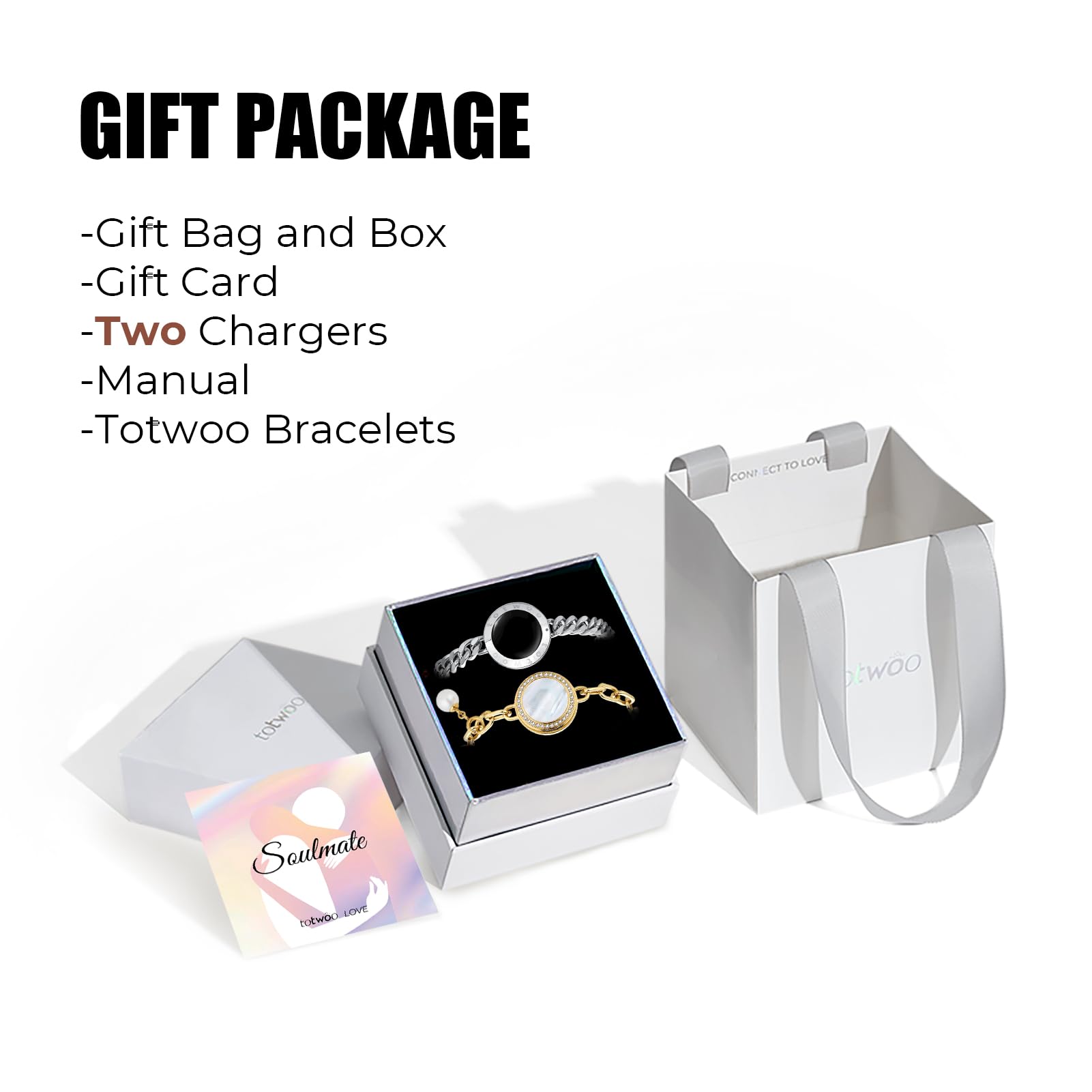 TOTWOO Touch Bracelets for Couples, Vibration & Light up for Love Couples Long Distance Relationship Gifts for Girlfriend Bluetooth Pairing Jewelry