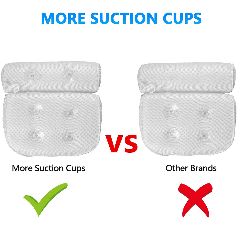 Bath Pillow, RUEOO Spa Pillow for Women &Men with 4D Air Mesh and Non-Slip Suction Cups, for Neck, Head & Shoulders Support Bathroom Pillow, Soft and Quick Drying : Beauty