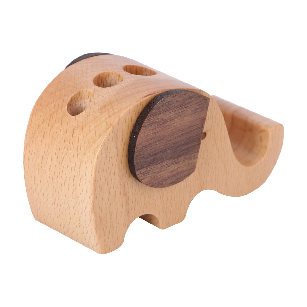 UKCOCO Multifunctional Elephant Phone Holder and Pen Organizer Wooden Desk Accessory for Office and Home