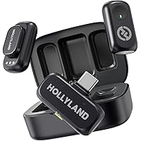 Hollyland Lark A1 Duo - Wireless Microphone USB C for iPhone 17/16/15 & Android (2TX + USB-C RX + Charging Case), Magnetic Mi