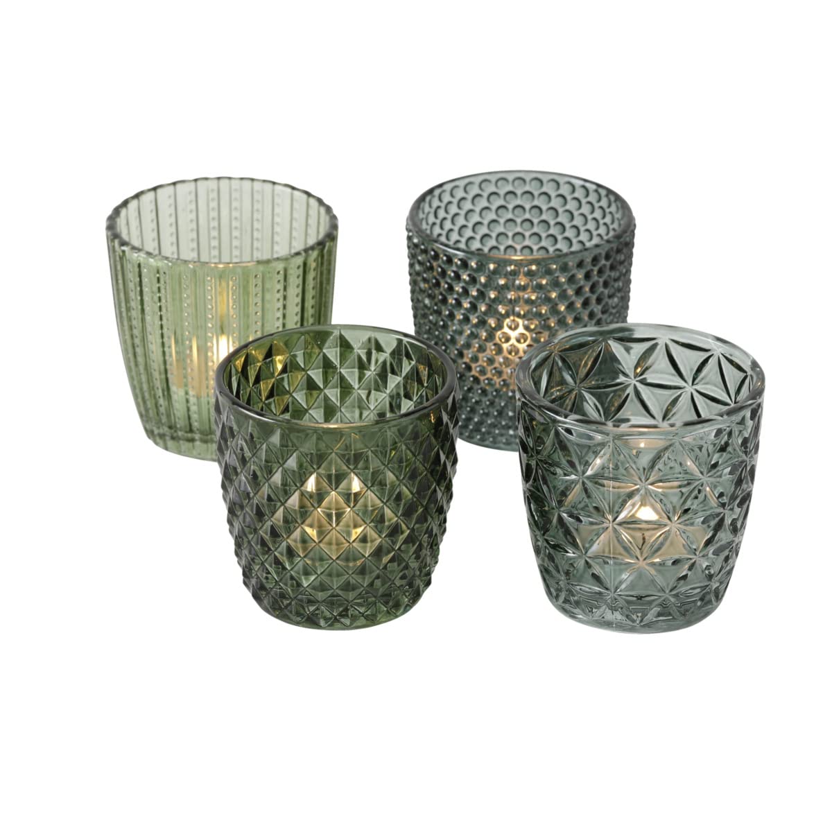 Tea Light Holder Glass Green Set of 4 — image 1