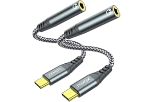 JXMOX USB Type C to 3.5mm Female Headphone Jack Adapter (2-Pack), USB C to Aux Audio Dongle Cable Cord Compatible with iPhone 16 Pro Max/15 Pro Max, Samsung Galaxy S24 S23 S22 Ultra, Pixel, iPad Pro