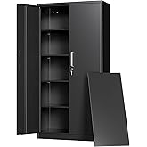 Tivostaral Metal Storage Cabinet with Locking Doors, 71" Tall Steel Locker Organizer with Adjustable Shelves, Garage Utility Cabinet for Home, Office, Shop, and School
