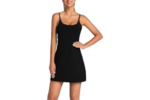 OVRUNS Women's Tennis Dress Built-in Bra & Shorts Exercise Workout Golf Athletic Dress with Pockets