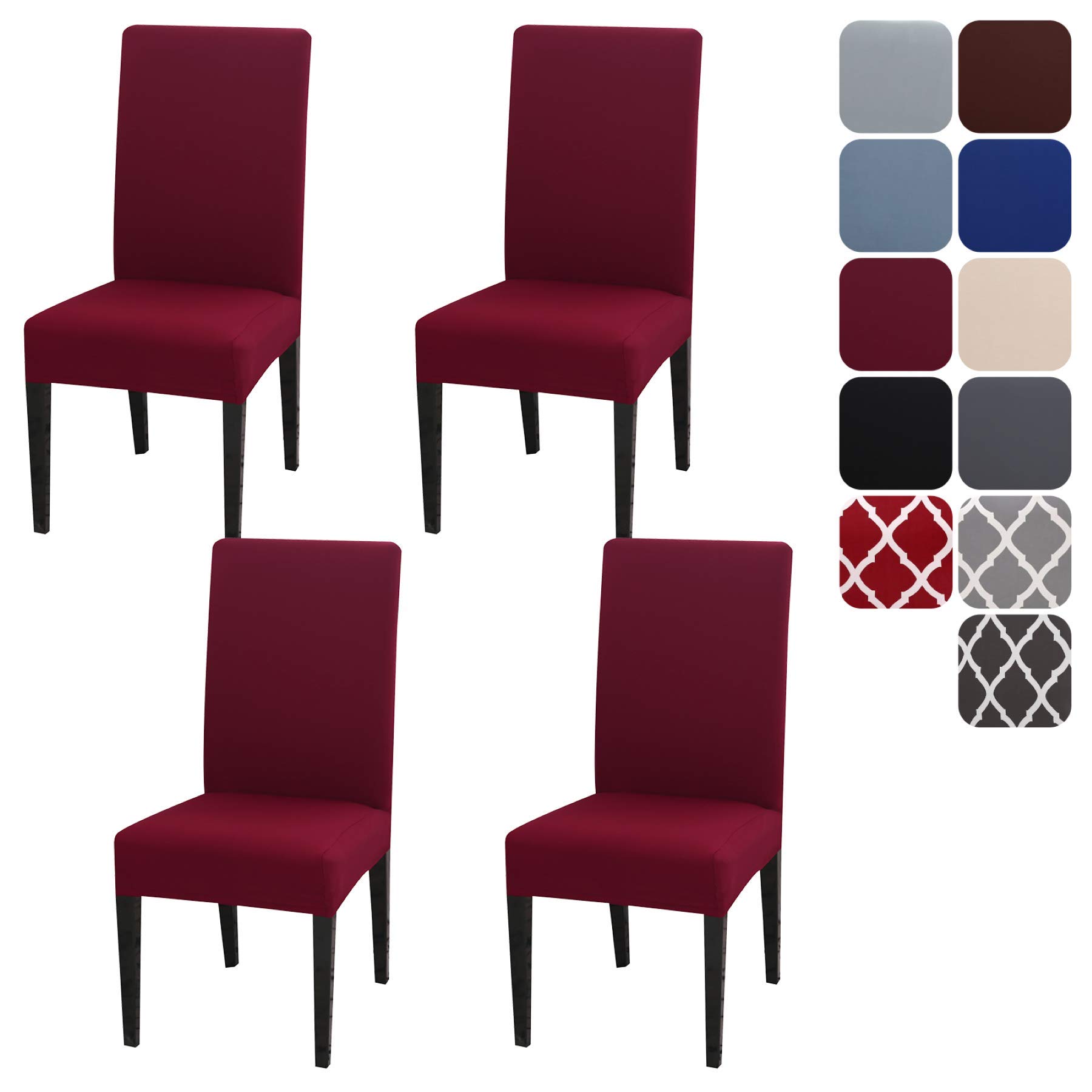 Aisprts Dining Room Chair Covers Slipcovers Set of 4, Stretch Removable Washable Dining Chair Protector Decoration Cover Seat Slipcover for Hotel, Ceremony, Banquet, Kitchen, Restaurant, Home