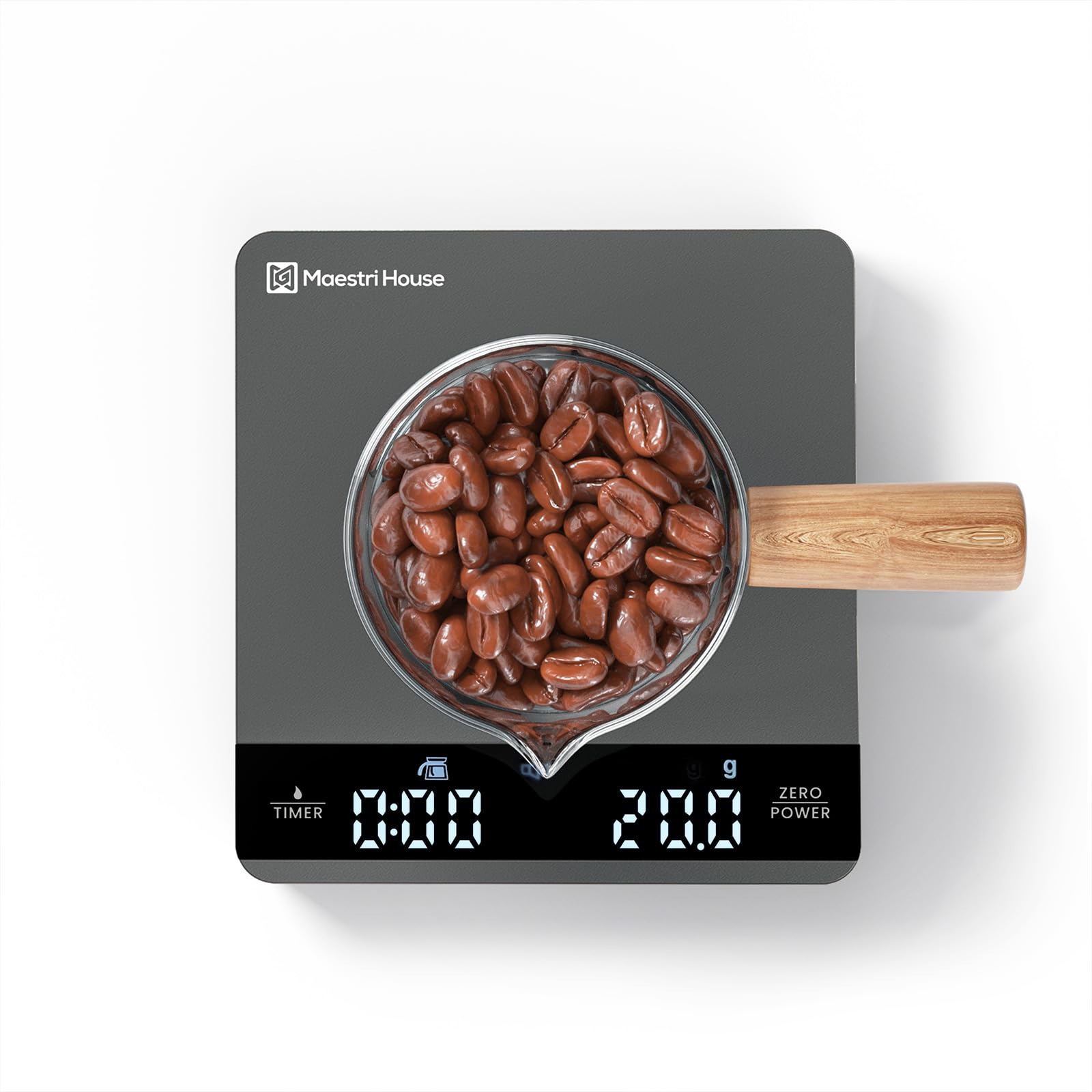 Photo 1 of Mini Coffee Scale with Timer, Maestri House Rechargeable Espresso Scale, 2kg/0.1g Accurate Scale for Espresso and Pour-Over Coffee, Portable Digital Kitchen Scale with Automatic Timing-Space Grey