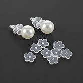 200pcs Silicone Earring Backs Flower Shape Earring Backs Stabilizer Clear Silicone Ear Lobe Support Patches, Flower Shape Disc Pads Prevents Stretching Stopper Earlobe Support Patches for Droopy Ears