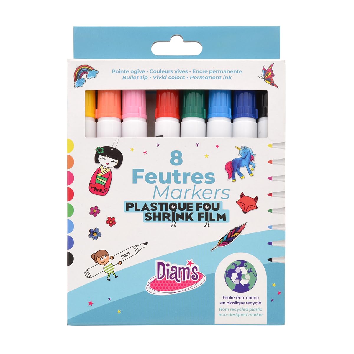 DIAM'S 8 Plastic Marker Pens