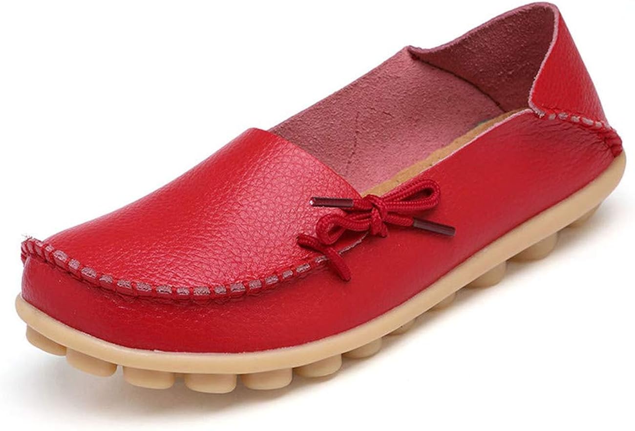 ladies red moccasins