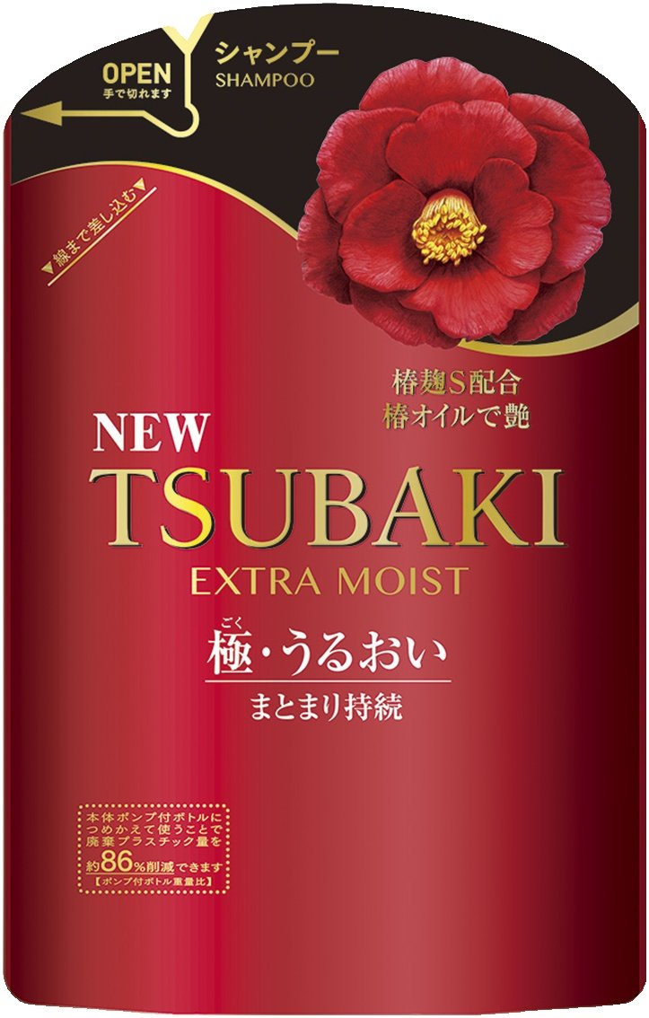 Shampoo Japonês Shiseido Tsubaki Extra Moist Refill 345ml JP Mart Produtos Japoneses