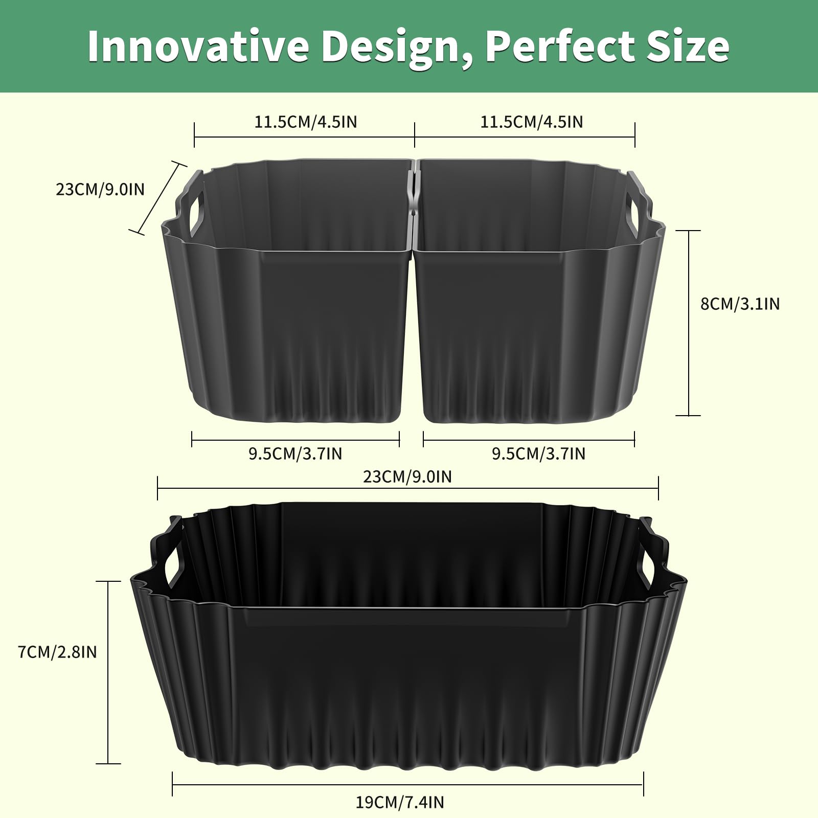 9-Inch Air Fryer Silicone Liners Square for Ninja Air Fryer AF141 AF142 AF181 5-6.5QT, 3 Pack Reusable Silicone Pot Baking Accessories for Cosori 6QT, Instant, Chefman 5QT to 8QT AirFryer
