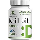 DEAL SUPPLEMENT Antarctic Krill Oil, 1,000mg Per Serving, 240 Softgels – Mercury Free, No Fishy Taste – Rich in Omega-3s, EPA, DHA, Astaxanthin, & Phospholipids – Non-GMO, No Gluten