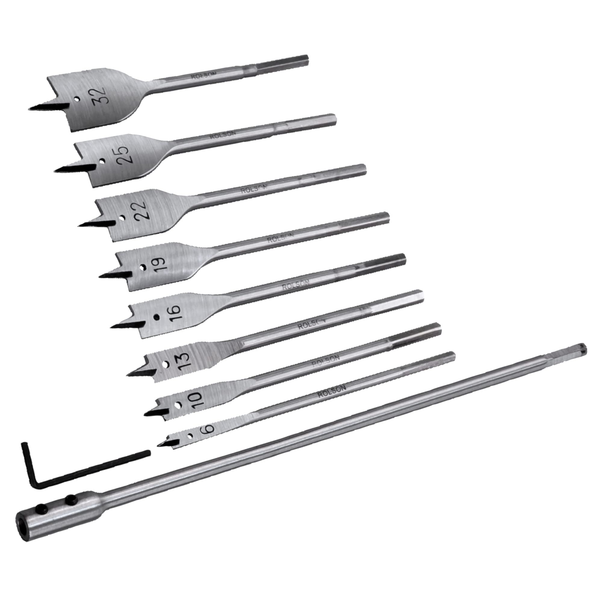 Rolson 48550 10 pc Flat Wood Drill Bit Set