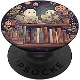 Cute Ghosts Reading Books Halloween Librarian Book Lover PopSockets Adhesive PopGrip