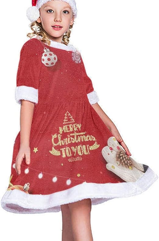 DAMKELLY Store Girl Children's Christmas Dress Merry