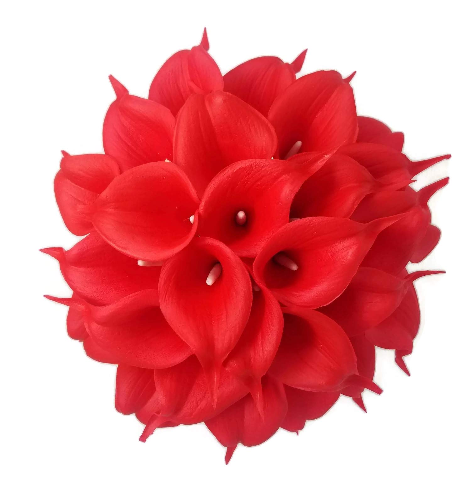 Floral Kingdom 18 PCS 14" Real Touch PU Latex Artificial Calla Lily Flowers for Wedding Bouquets, centerpieces, and Floral Decor (Red)