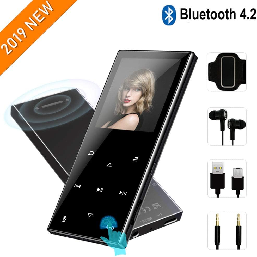 FenQan MP3 Player - Bluetooth 4.2-2019 New Updated Model,HiFi Lossless Mp3 Player with Touch Buttons,62 Hours Playback,Support Up to 128GB,Built-in Speaker, FM Radio,Voice Recording,E-Book,Black