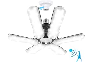 TANBABY Motion Sensor Garage Light,Ultra Bright 18000LM Garage Light LED Ceiling with Motion,180W Deformable Garage Lighting,Screw in Motion Activated Garage Light for Basement Attic Shop, White