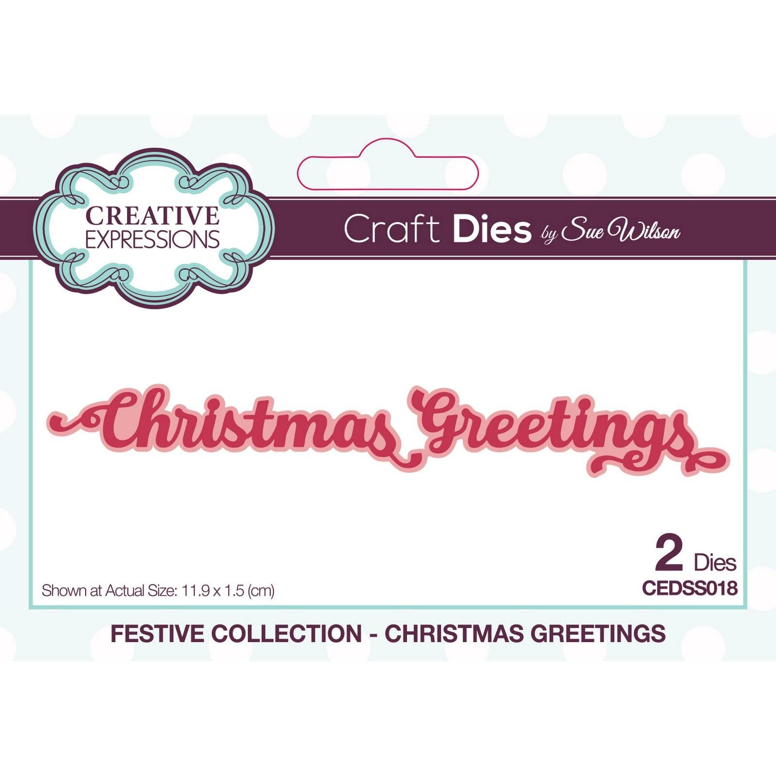 Creative Expressions Sue Wilson-Festive Collection-Shadowed Sentiments-Christmas Greetings-Craft, Metal, Largest die 8.2 x 2.6 cm