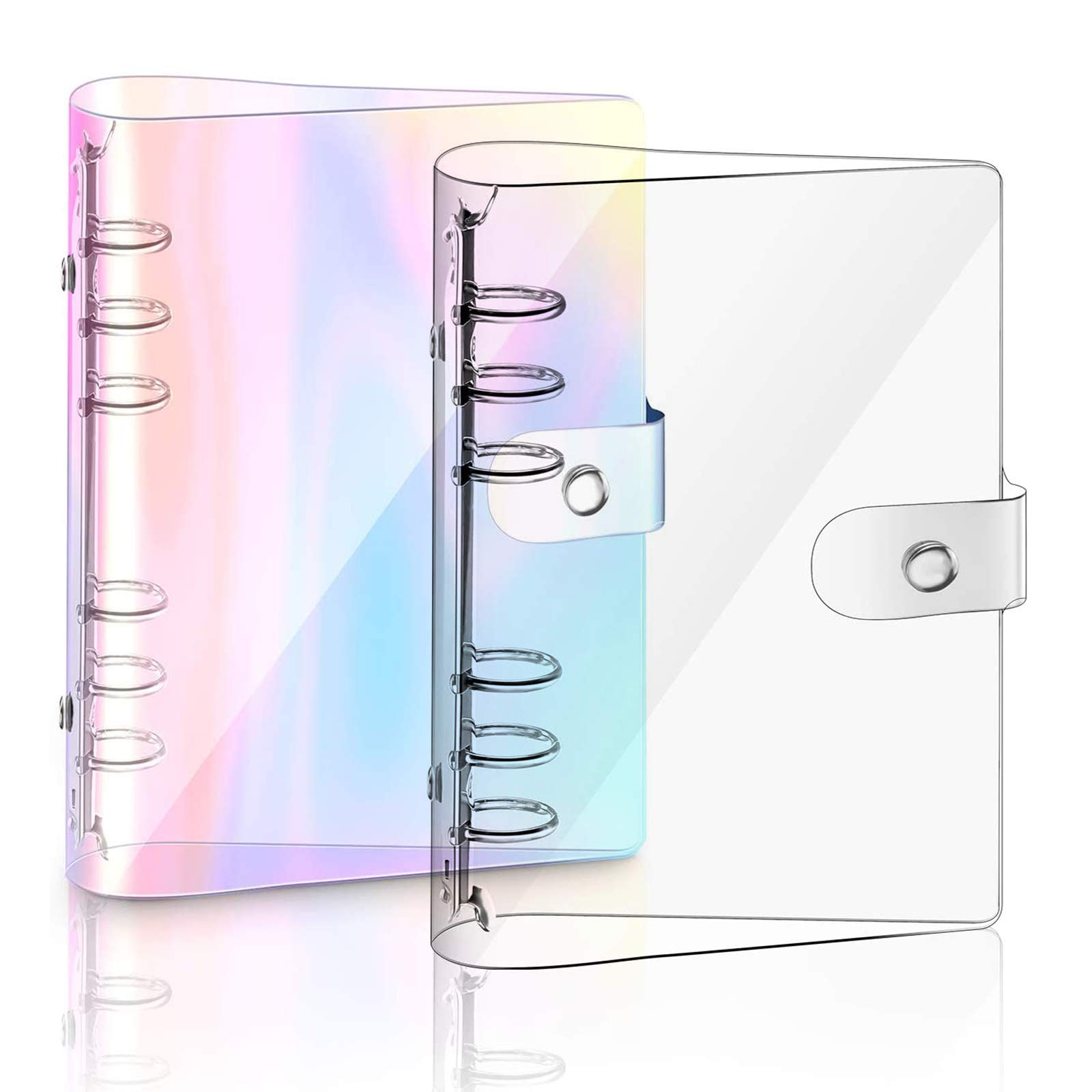 2 PCS A5 Rainbow Soft PVC Notebook Binder, Refillable Paper Cover, Clear Personal Planner With Loose Leaf (A5)