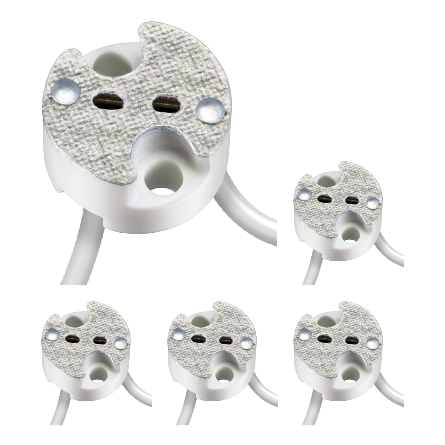 ledscom.de 5 Pieces GU5.3/G4 Socket, Ceramic, White, 12V AC, max. 25W
