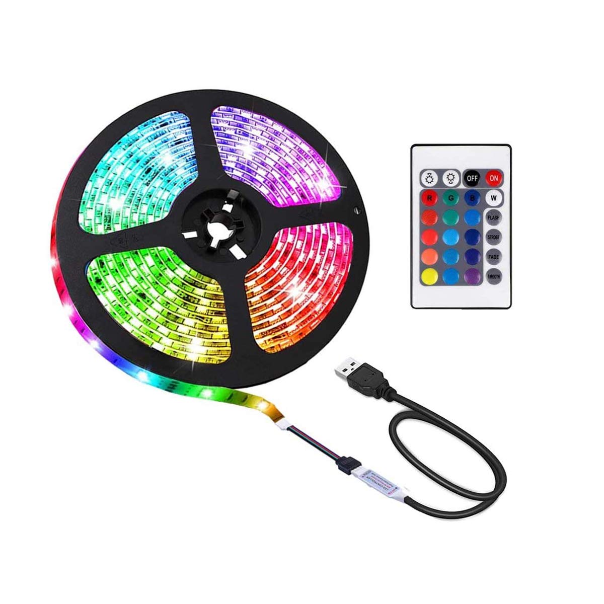 NA 13.2 feet USB LED Strip Lights, DIY Indoor Decoration, TV Backlight, 24 Keys Remote
