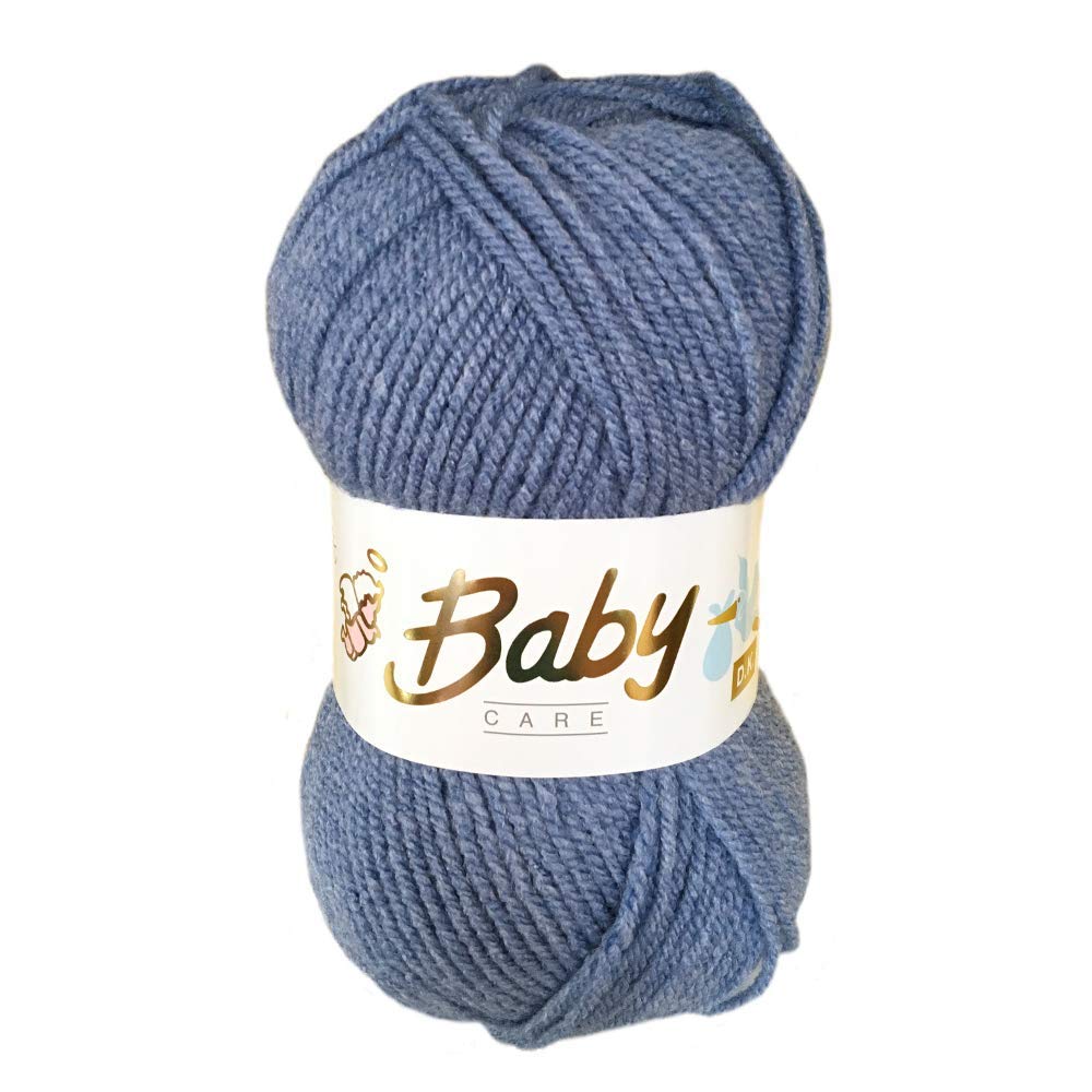 5 x 100g Woolcraft Babycare Baby Yarn, Wool, DK Double Knit (Denim 610)
