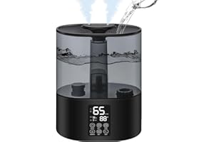 COOLFIQU 5.2L Humidifiers for Bedroom and Plants, Ultrasonic Cool Mist Humidifiers for Baby home Mist Top Fill Desk Humidifiers Essential Oil Diffuser, Quiet Humidifiers with Adjustable Mist,360°Nozzle-Black