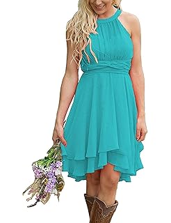 turquoise high low bridesmaid dresses