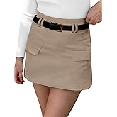 Cicy Bell Mini Skirts for Women High-Waisted Zip Up Casual A-Line Spandex Womens Office Work Wear Faux Pocket