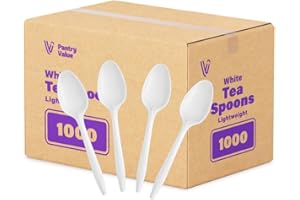 Pantry Value [1000 Count] Lightweight White Tea Spoons - Disposable Cutlery for Parties, Events, and Dinner (Formerly Comfy P
