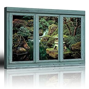 Vintage Teal Window Looking Out Into a Lake...