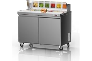 LCEKY 48" W Sandwich Salad Prep Table Refrigerator Commercial Refrigerator with 12 Pans Stainless Steel Fan Cooling Kitchen Equipment