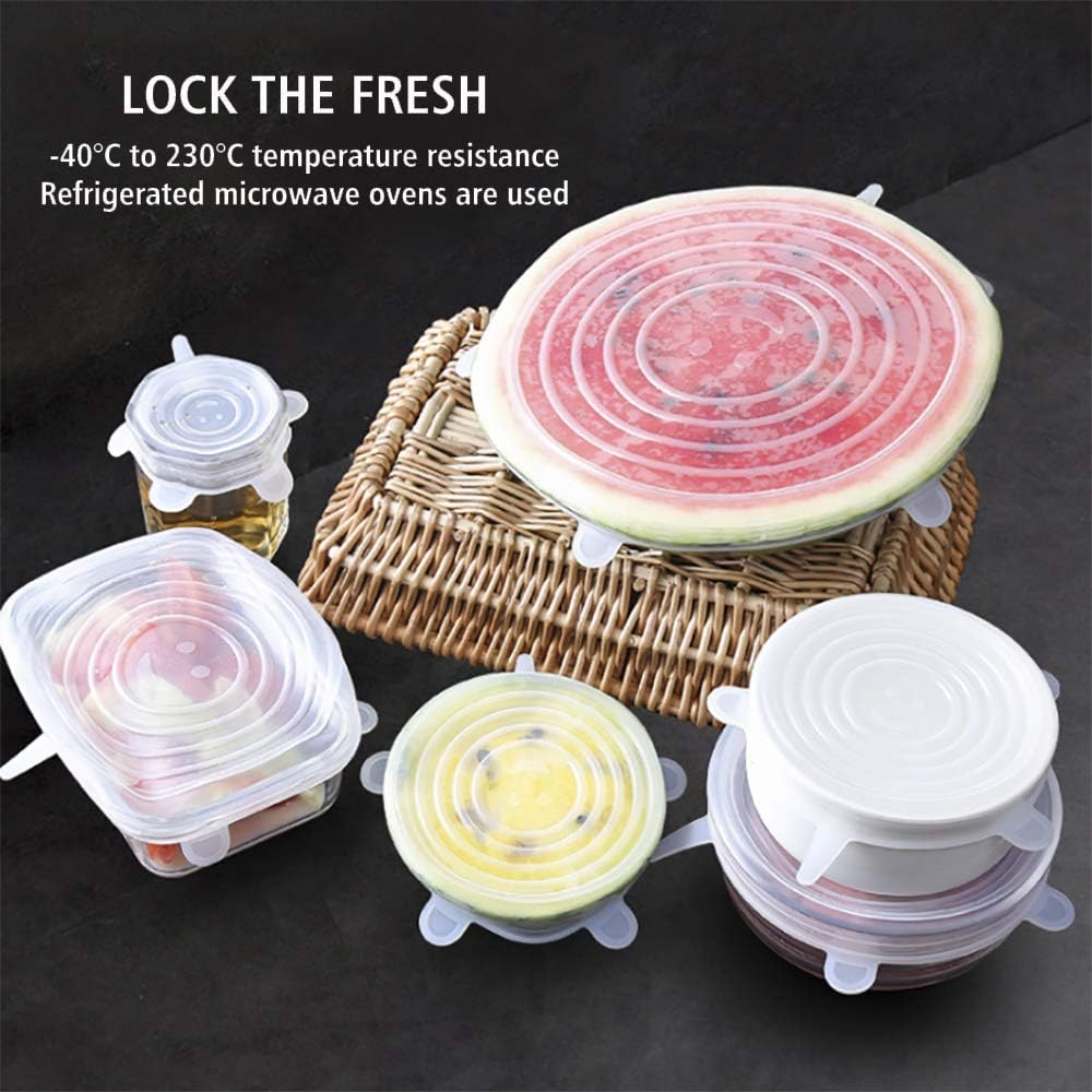 Silicone Stretch Lids, Silicone Food Covers 12 Pack, BPA 6 Different Sizes Silicone lids Fit Various Shape of Containers - Image 5