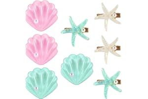 8pcs Women Hair Clips for Mermaid, Starfish & Seashell Pearl Hair Clip Beach Hair Accessories Shell Hairpins Headpiece Barret