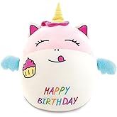 AmyToo 17" Birthday Unicorn Plush Pillow, Cute Soft Unicorn Stuffed Animal Pillow, Happy Birthday Gifts for Kids, Girls and Boys