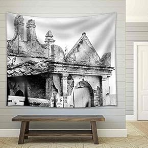 Abandoned Cemetery in Toiano, Little Ghost Town in Tuscany, Italy - Fabric Wall Tapestry Home Decor - 51x60 inches