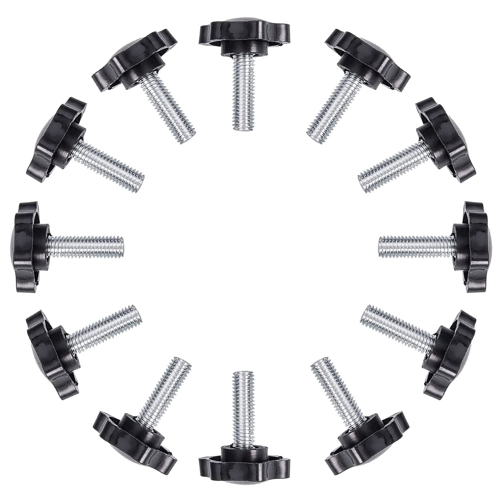 INCREWAY 12pcs M8x25mm Plum Blossom Shape Threaded Knurled Thumbscrew Grip Knobs Thumb Screw