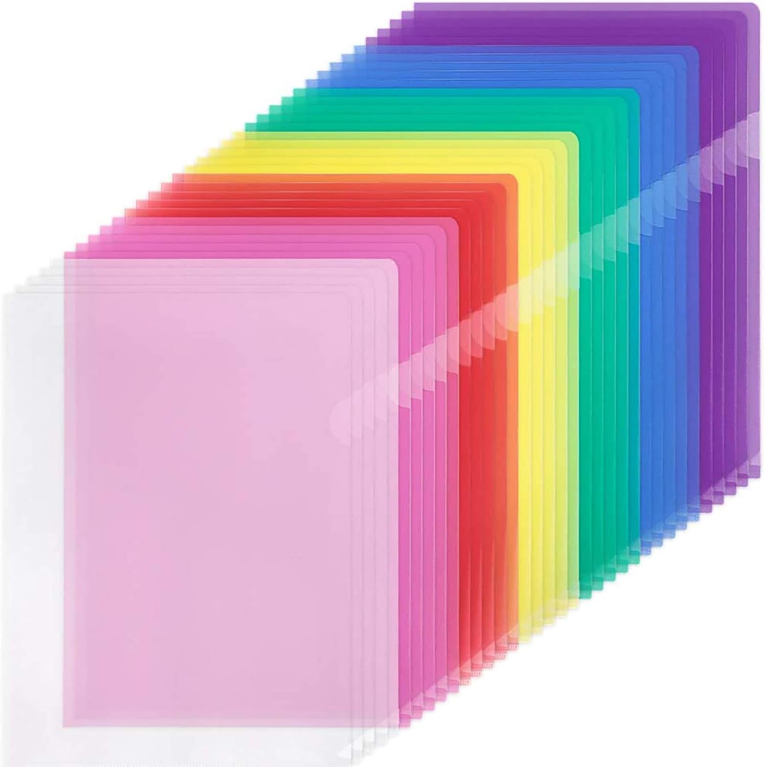 EOOUT 35pcs Plastic Clear Document Folders Project Pockets, Letter Size and A4 Size, 7 Assorted Colors … : Office Products