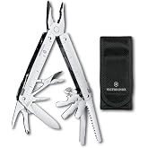 Victorinox Swiss Tool MX, 26-Function Swiss Made Multitool, Nylon Pouch | One-Handed Opening Lockable Blade, Includes Pliers, Wire Cutters and Nylon Belt Sheath for Outdoor and Everyday Maintenance