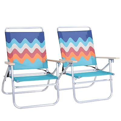 Buy Alpha Camp Backpack Beach Chairs Set Of 2 3 Position Classic Lay Flat Folding Beach Chair With Backpack Strap Support 250lbs Blue Online In Indonesia B08rdc3655