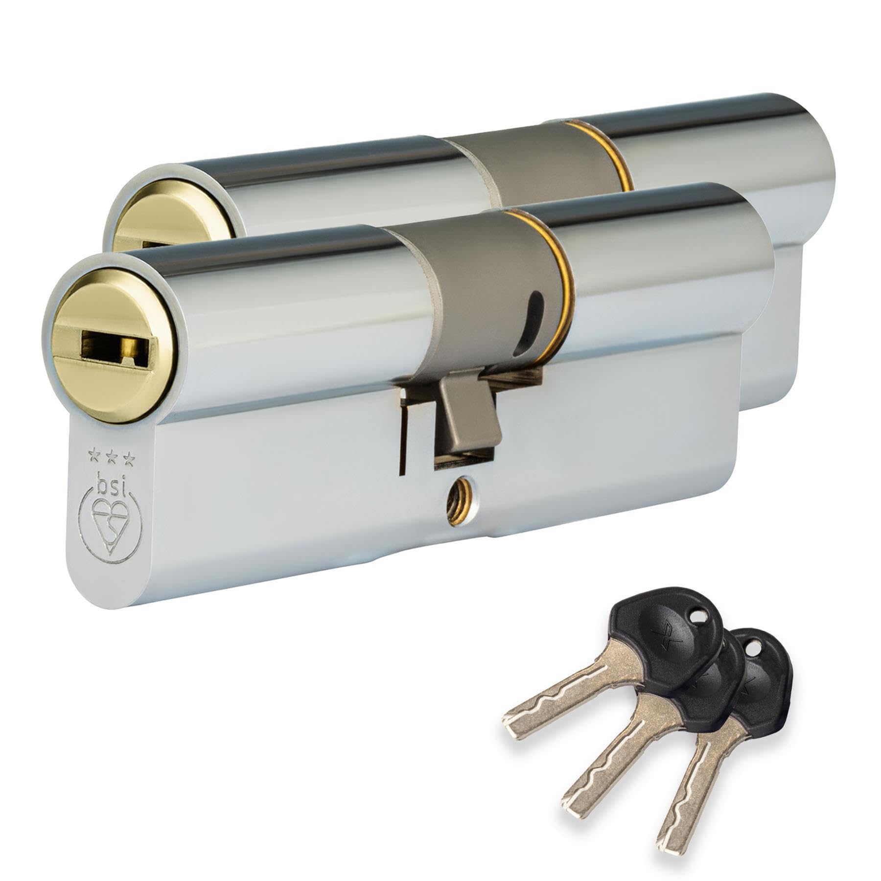 XFORT Colossus Dual Finish 3 Star Kitemarked Keyed Alike Euro Cylinder Lock 45EX/55 (100mm), British Standard TS007 Anti-Snap Barrel Lock, Upvc Door Lock.