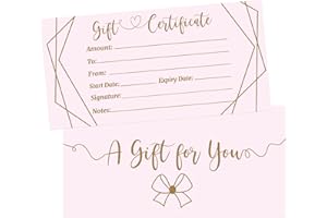 ceiba tree Pink Blank Gift Certificates for Business 30 Pcs Gold Foil Certificate Cards with Envelopes for Salon Restaurants Spa Birthday