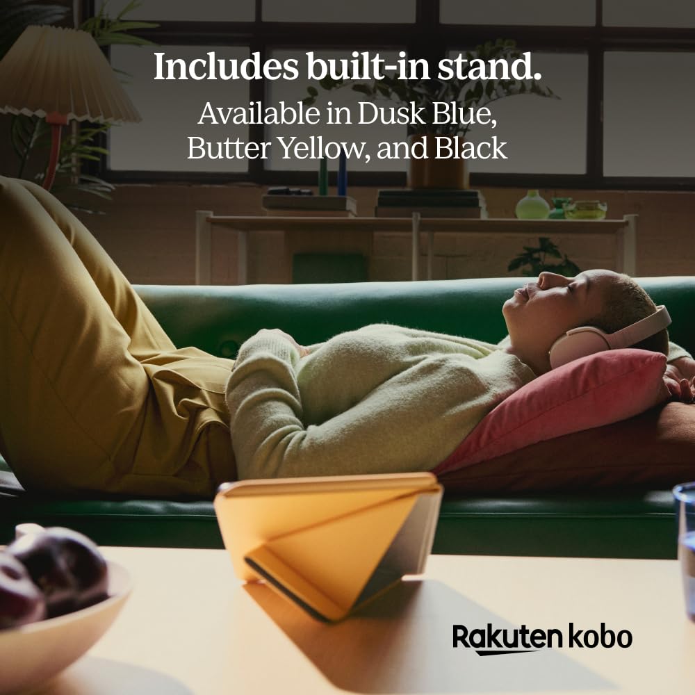 Kobo Libra Colour SleepCover Case | Butter Yellow | Sleep/Wake Technology | Built-in 2-Way Stand | Vegan Leather | Compatible with 7” Kobo Libra Colour eReader